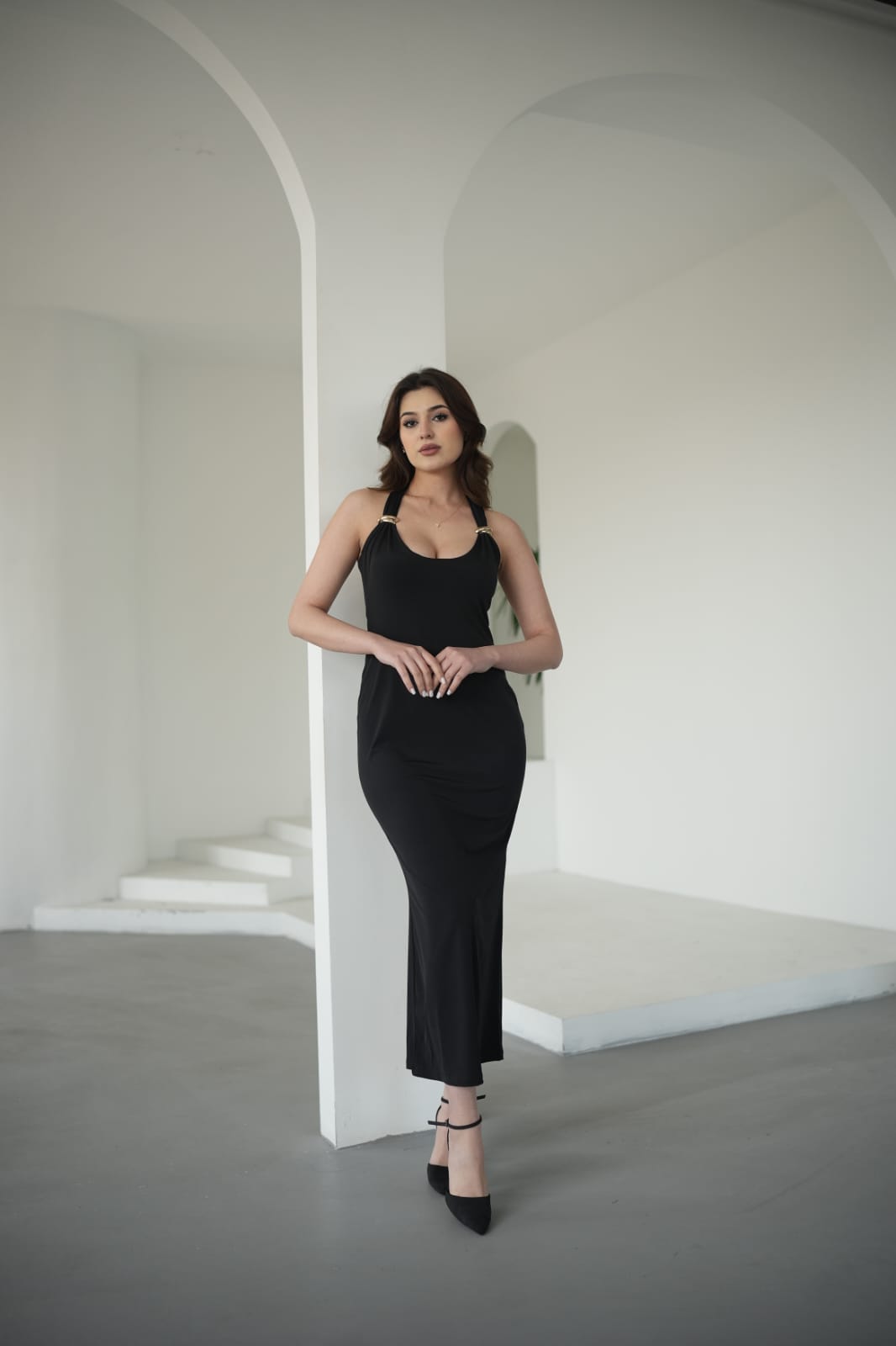 SİYAH TOKALI SANDY ELBİSE ek resim